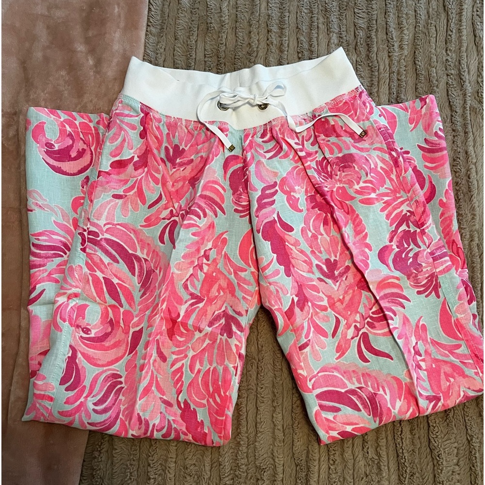 Lilly Pulitzer BEACH PANTS
POOLSIDE BLU LOVE BIRDS, Size : medium